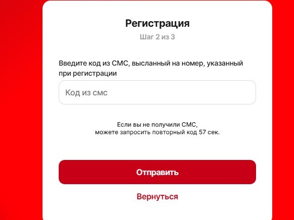 Ввод проверочного кода